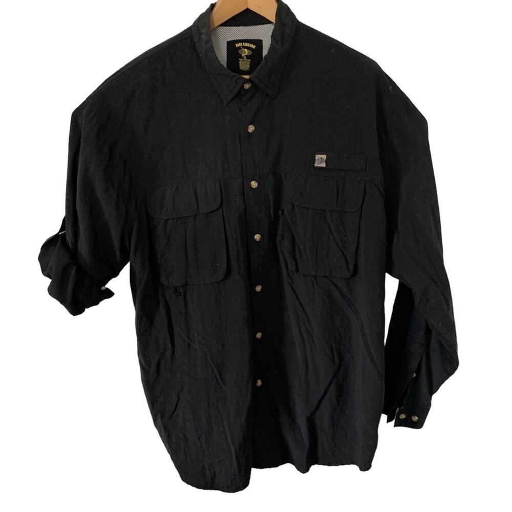 Reel Legends Fishing Shirt Mens Size XL Black Roll-Up Sleeves Vented Back